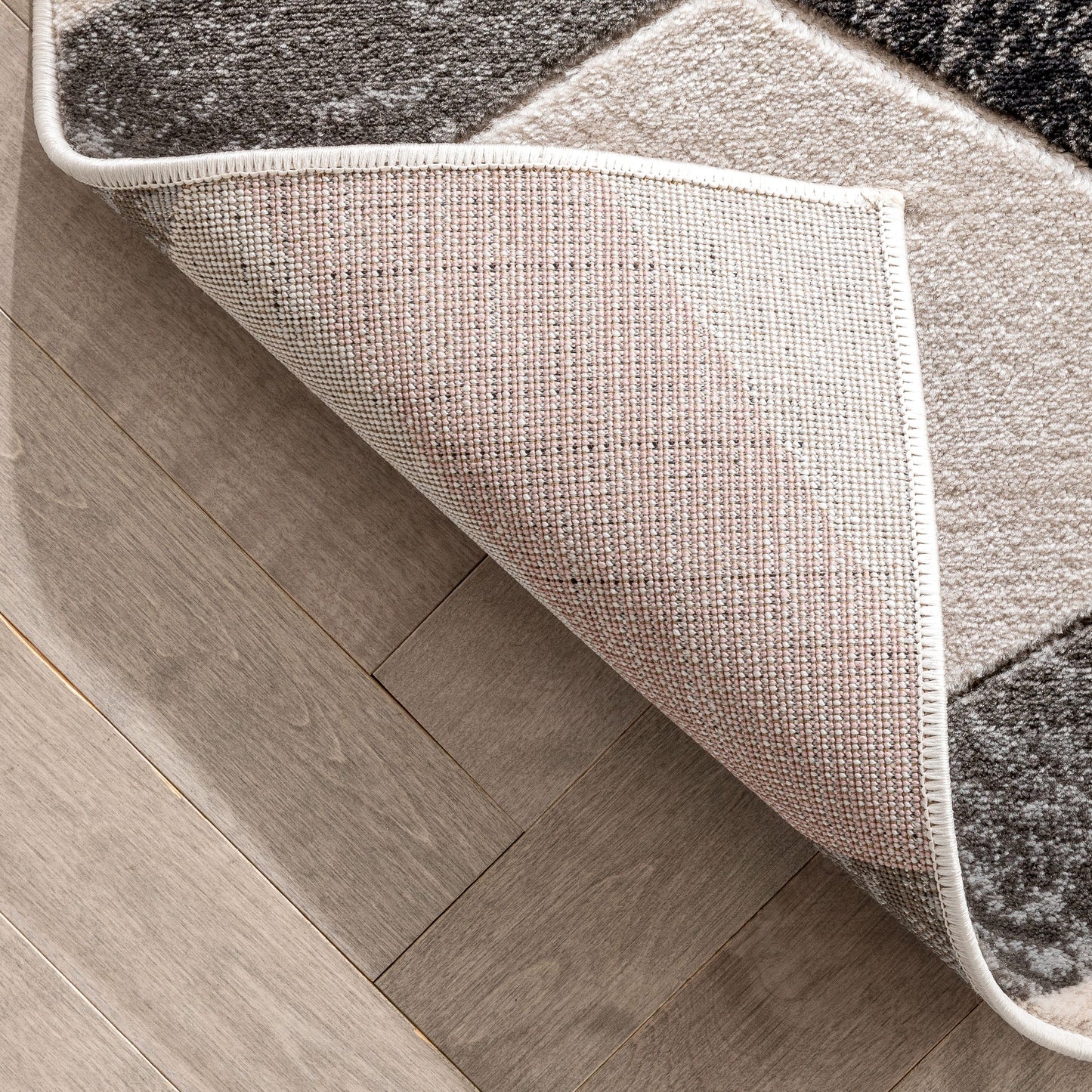 Millie Blush Pink Modern Zigzag Geometric 3D Textured Rug GV-17