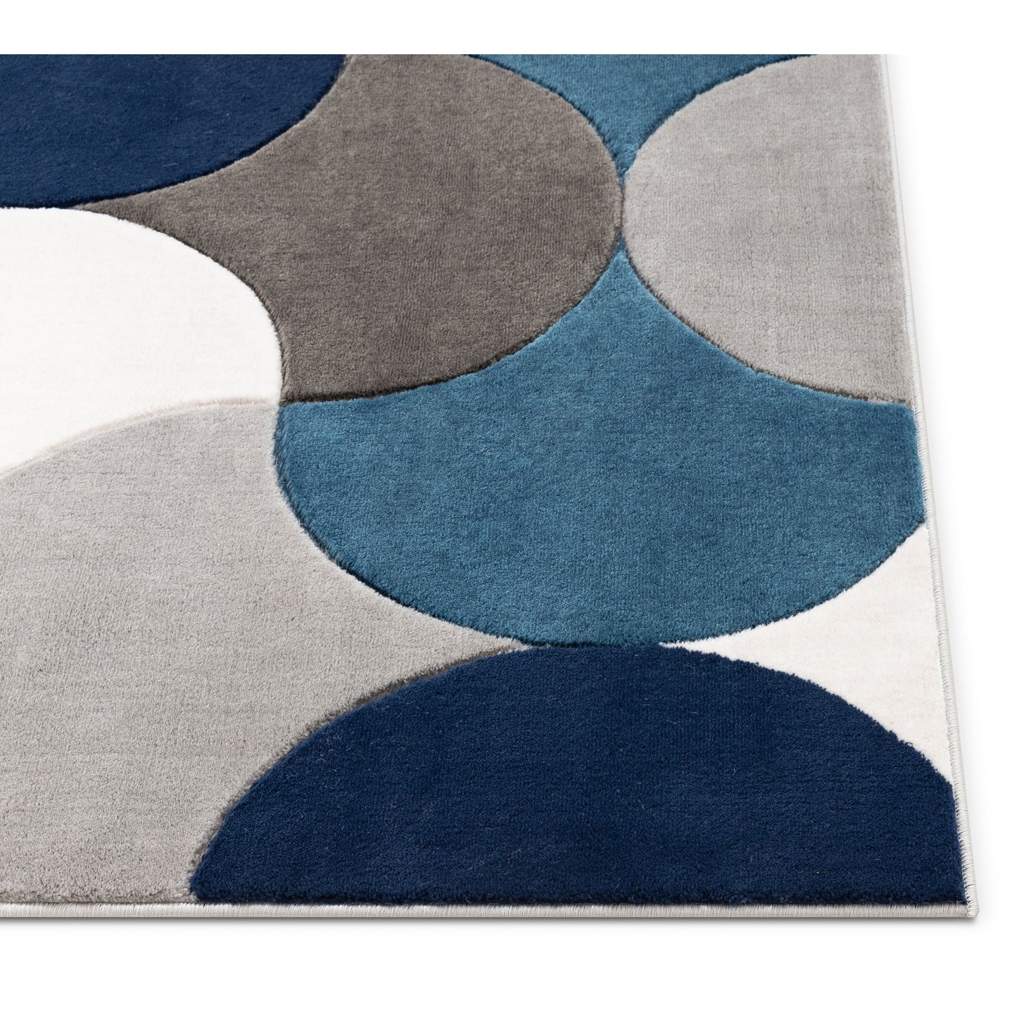 Helena Blue Mid-Century Modern Abstract Geometric 3D Textured Rug GV-34