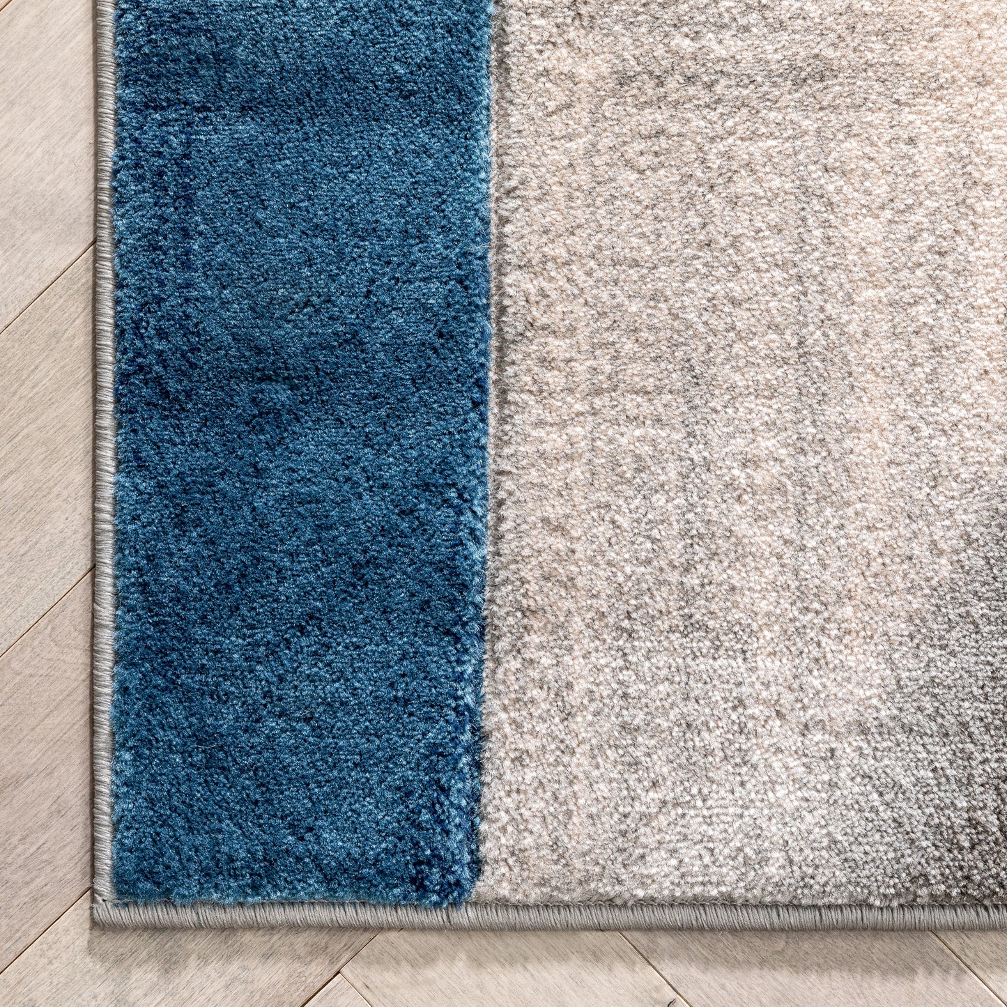 Louisa Blue Modern Geometric Boxes 3D Textured Rug GV-74
