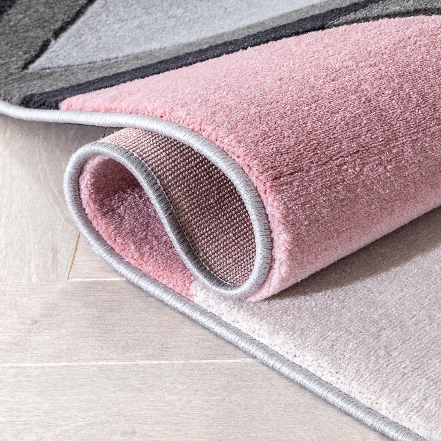 Nora Blush Pink Modern Geometric Stripes 3D Textured Rug GV-87
