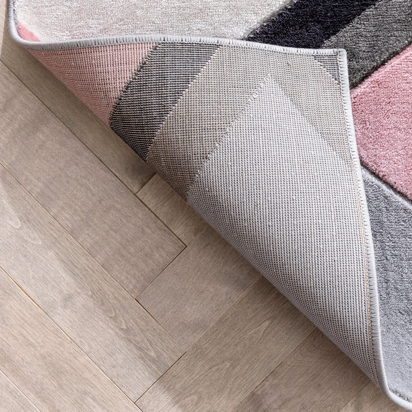 Nora Blush Pink Modern Geometric Stripes 3D Textured Rug GV-87