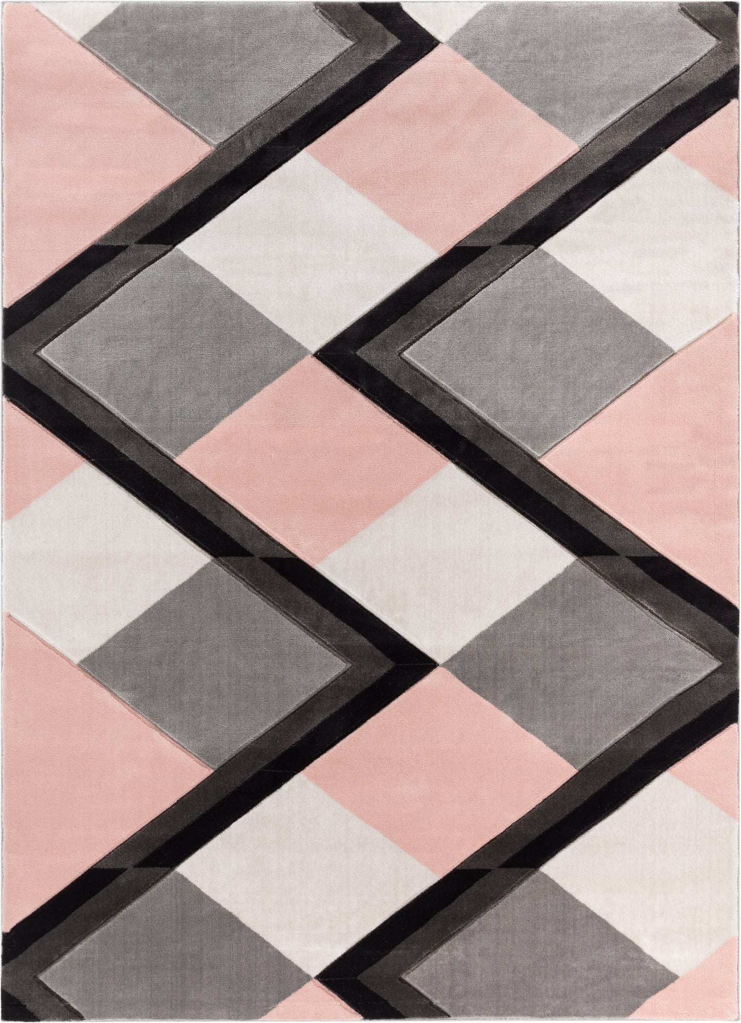 Nora Blush Pink Modern Geometric Stripes 3D Textured Rug GV-87