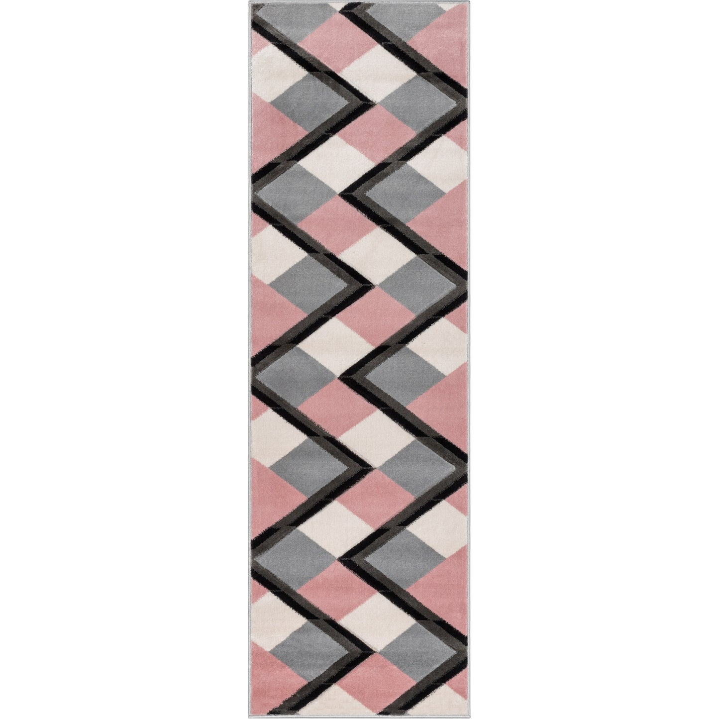Nora Blush Pink Modern Geometric Stripes 3D Textured Rug GV-87