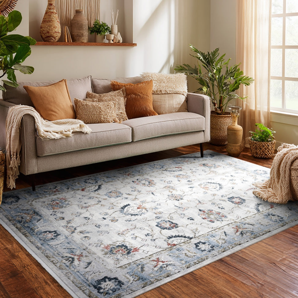 Indira Elysium Ivory Rug with Fringe IND-102
