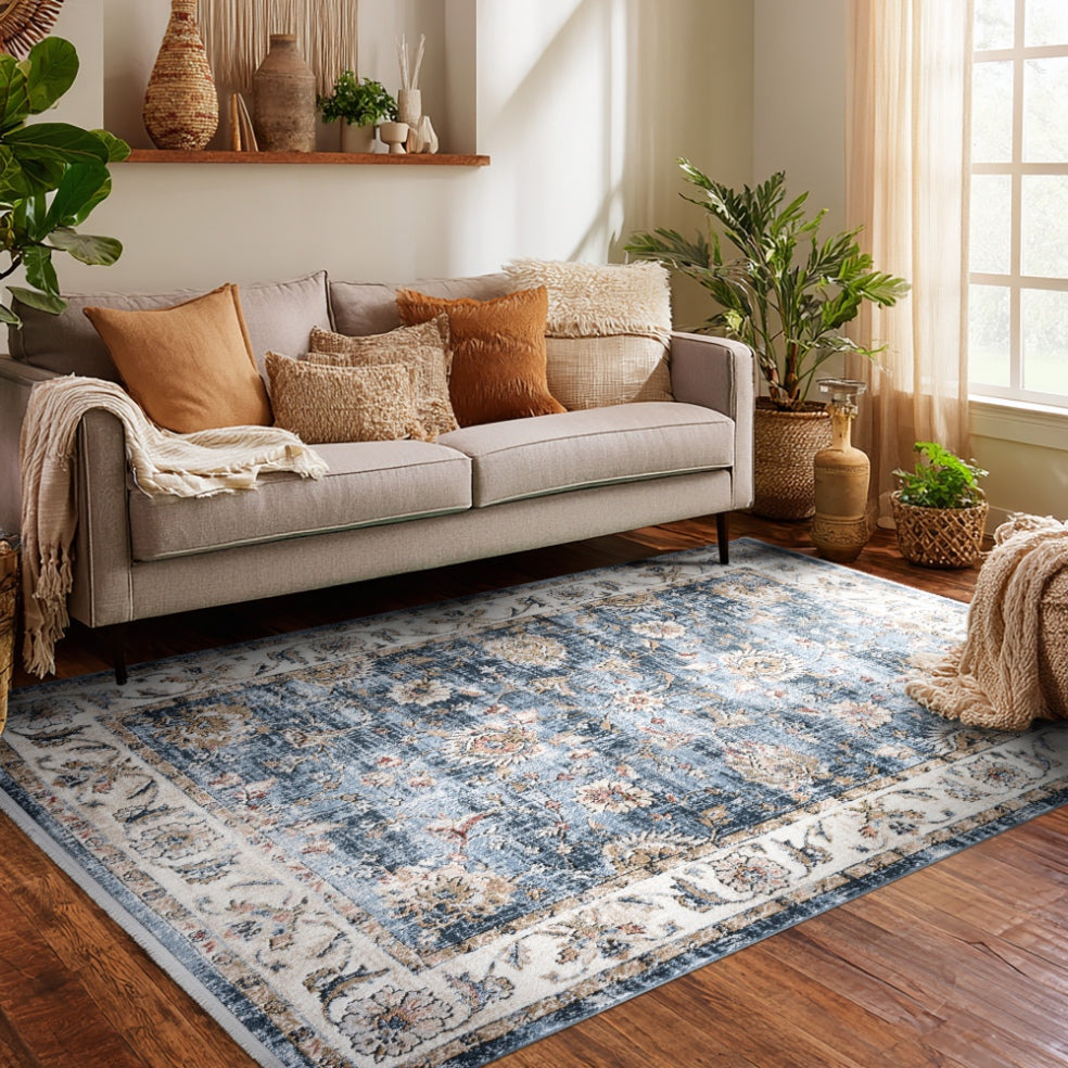 Indira Elysium Midnight Blue Rug with Fringe IND-106
