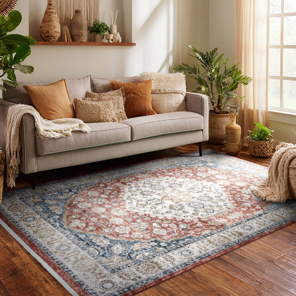 Indira Mythos Crimson Rug with Fringe IND-130