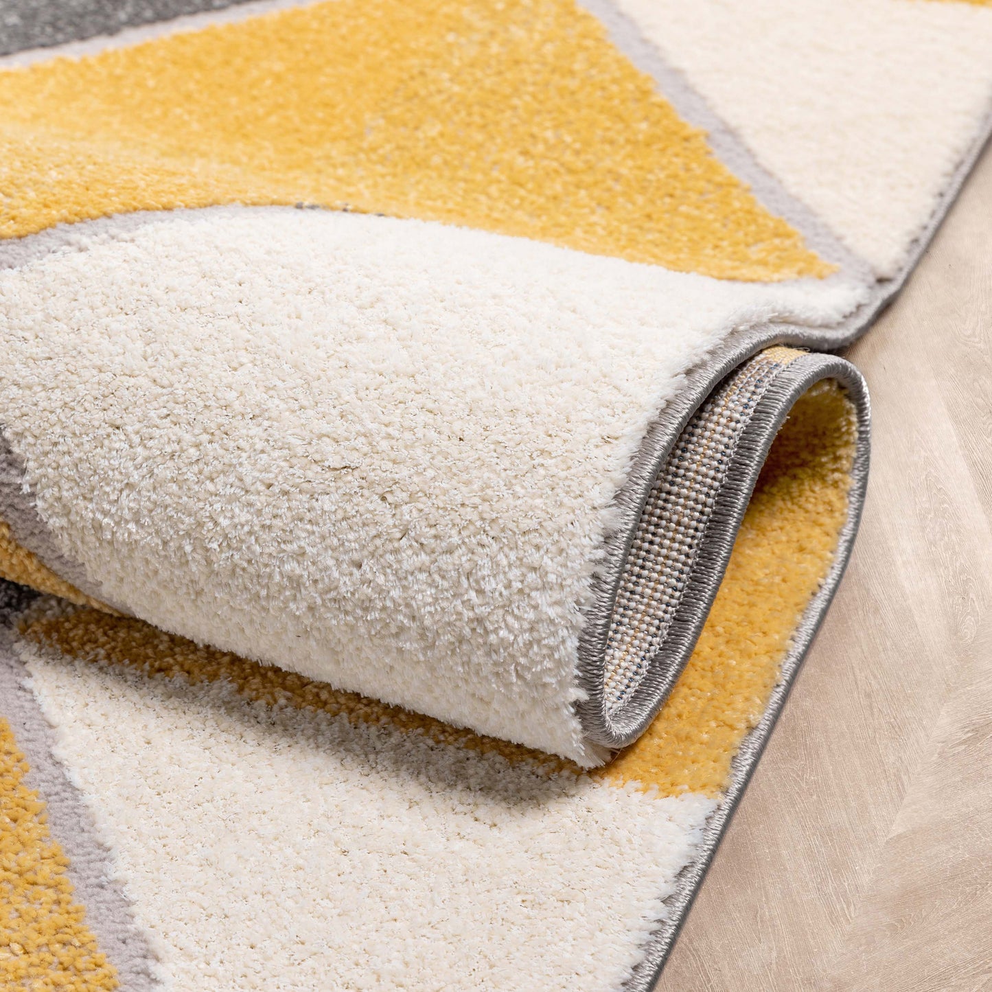 Namib Modern Geometric Yellow High-Low Rug LEO-11