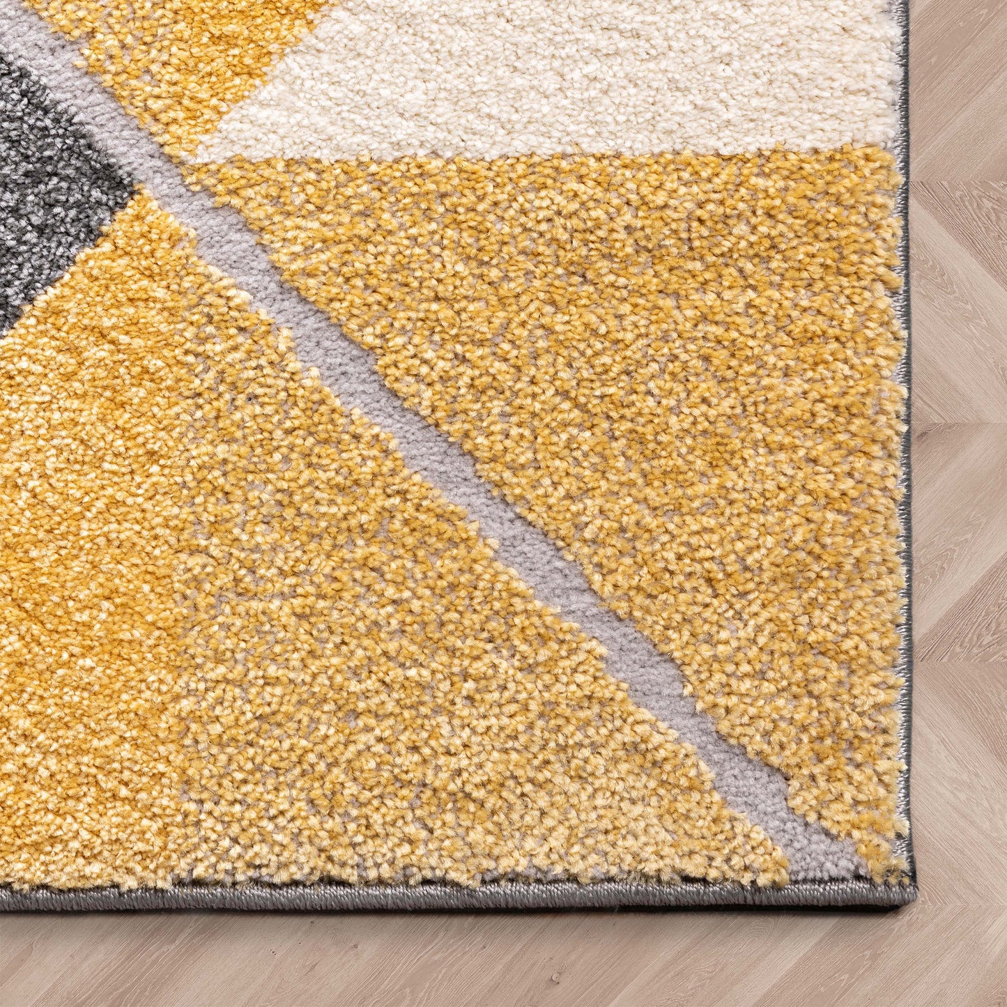 Namib Modern Geometric Yellow High-Low Rug LEO-11