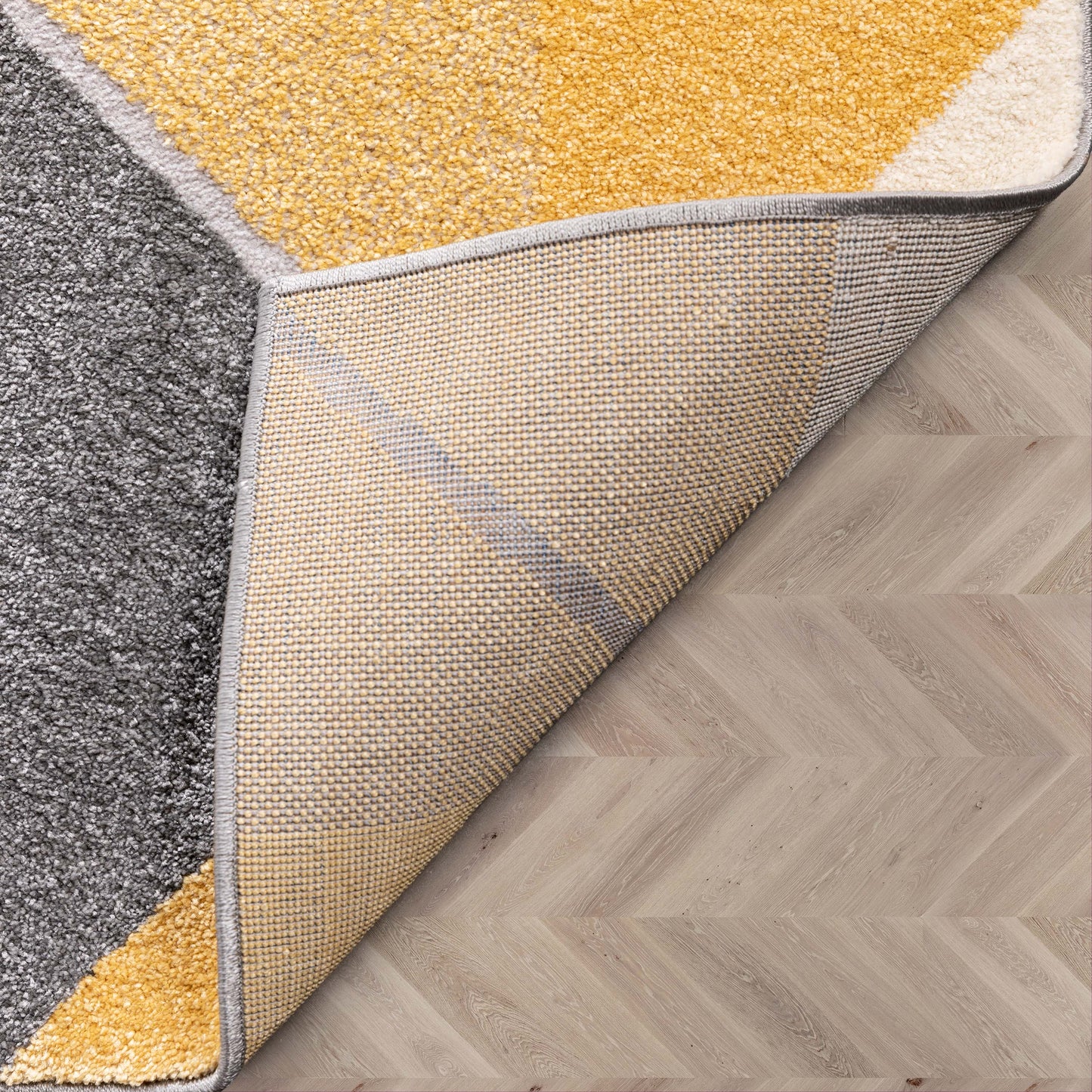 Namib Modern Geometric Yellow High-Low Rug LEO-11