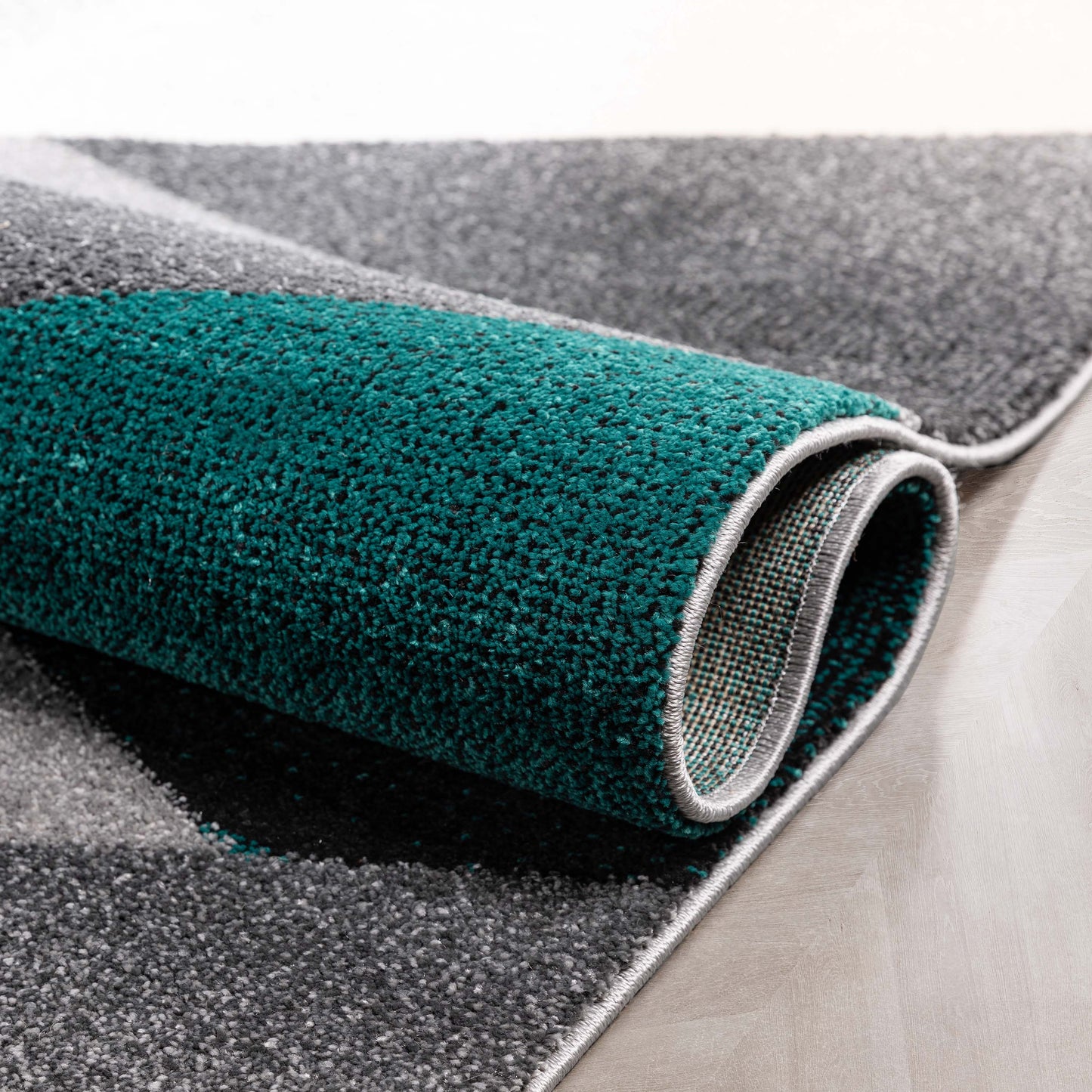 Salar Modern Geometric Grey Green High-Low Rug LEO-67