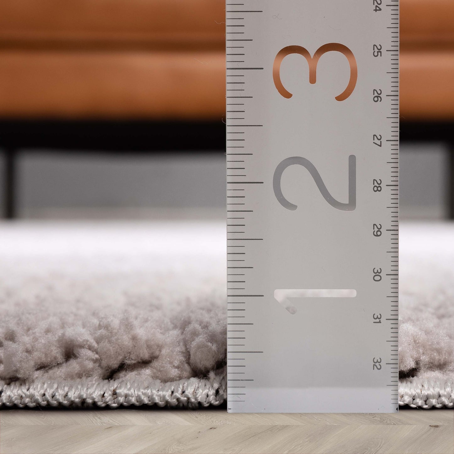 Carlow Solid & Striped Textured Taupe Ivory Ultra Soft High-Low Shag Rug MAI-22