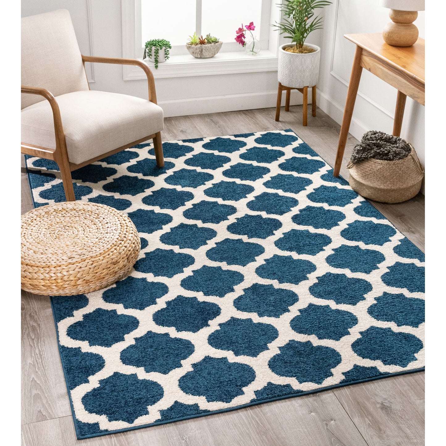 Zoe Blue Modern Trellis Rug MC-54