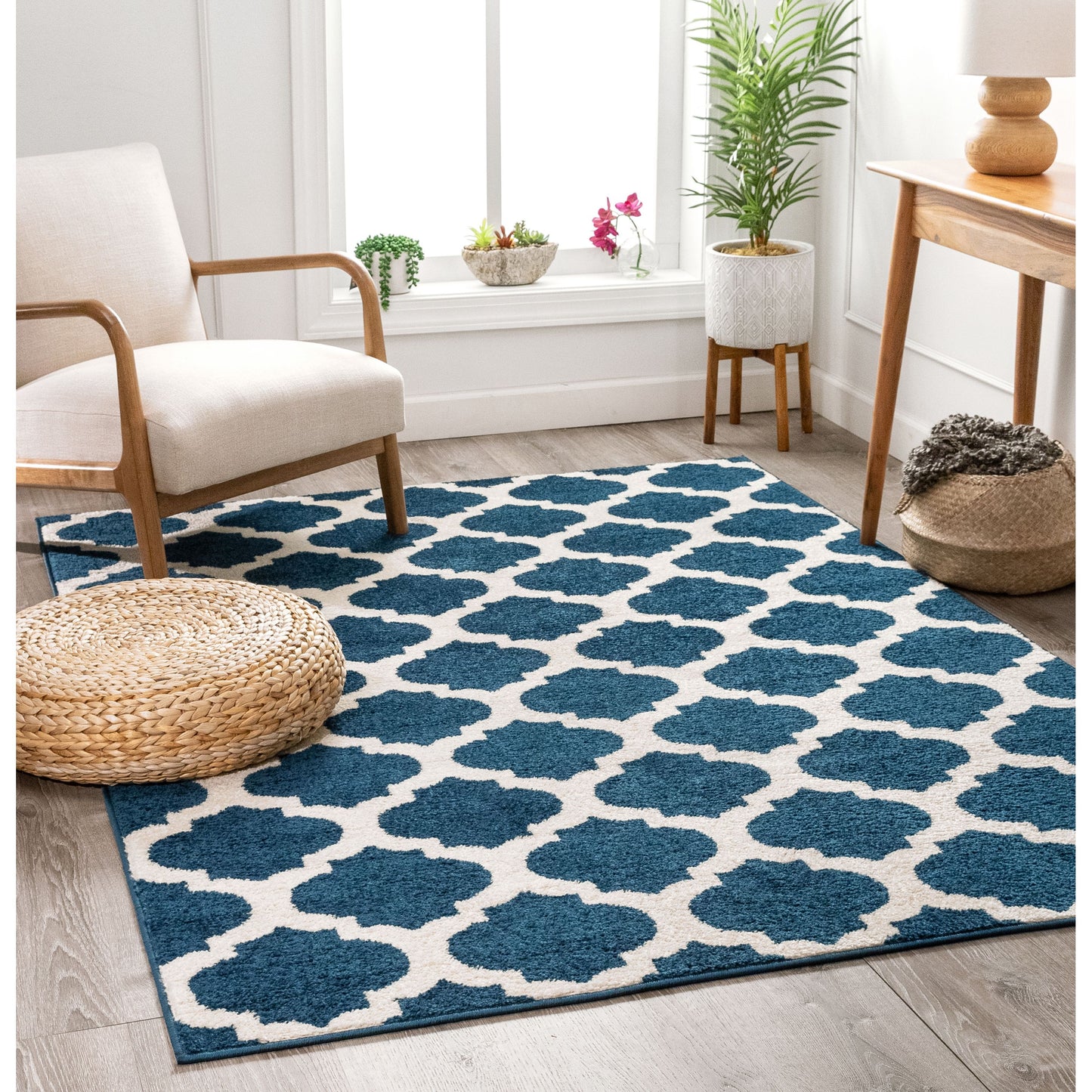 Zoe Blue Modern Trellis Rug MC-54