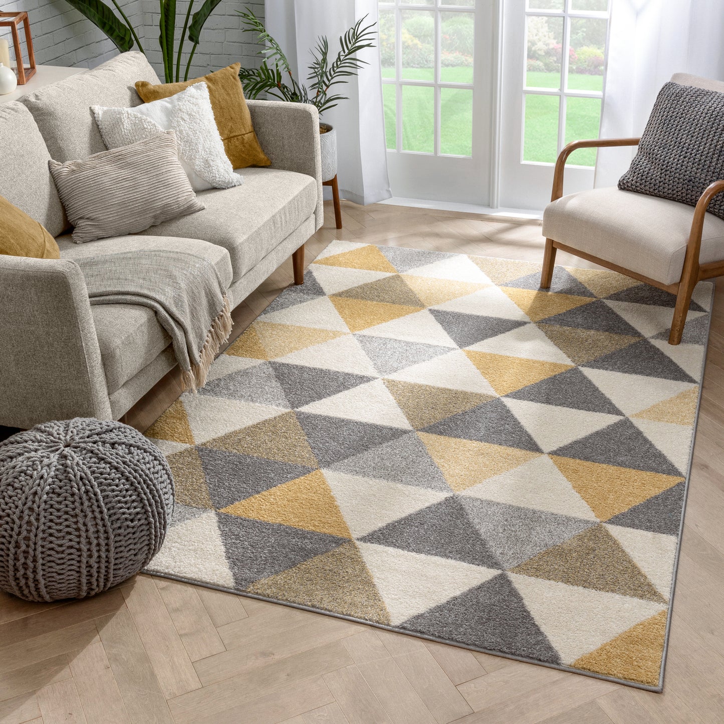 Alvin Gold Modern Geometric Rug MC-62