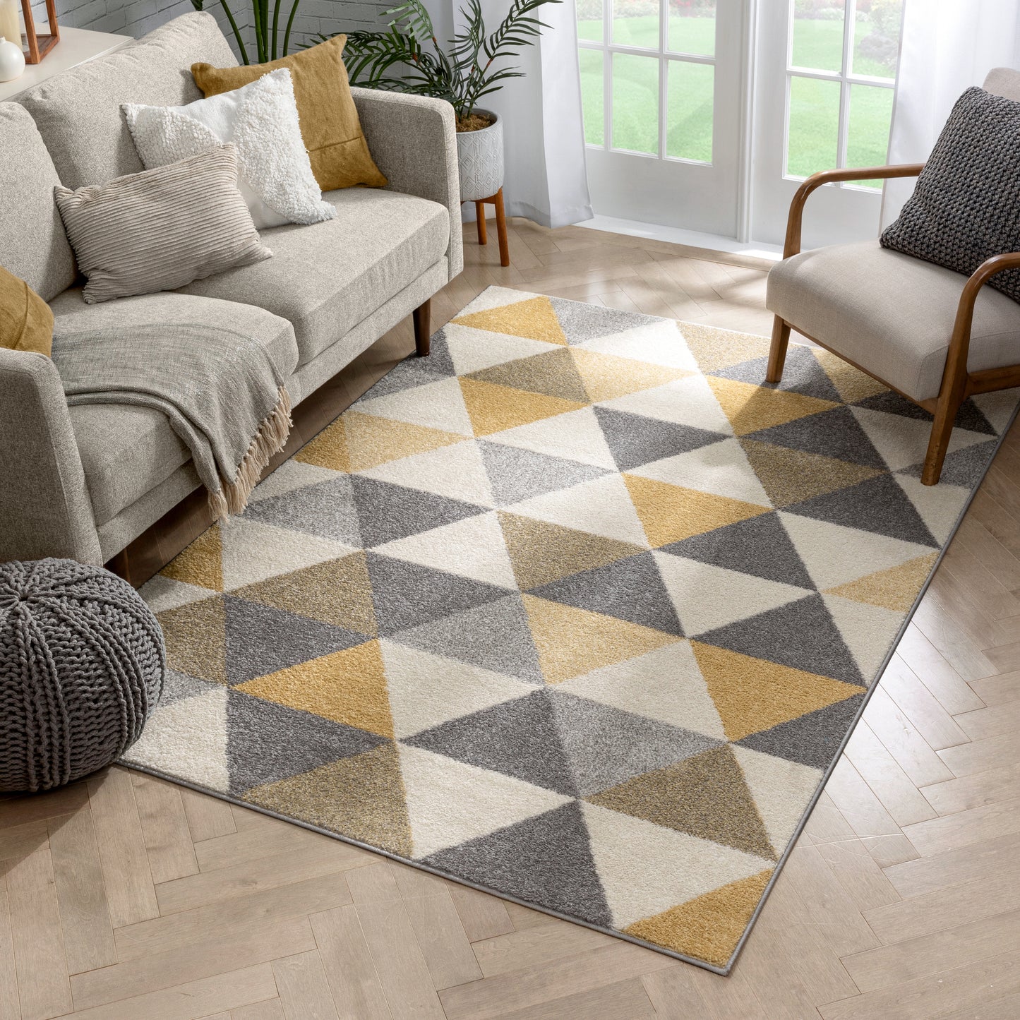 Alvin Gold Modern Geometric Rug MC-62