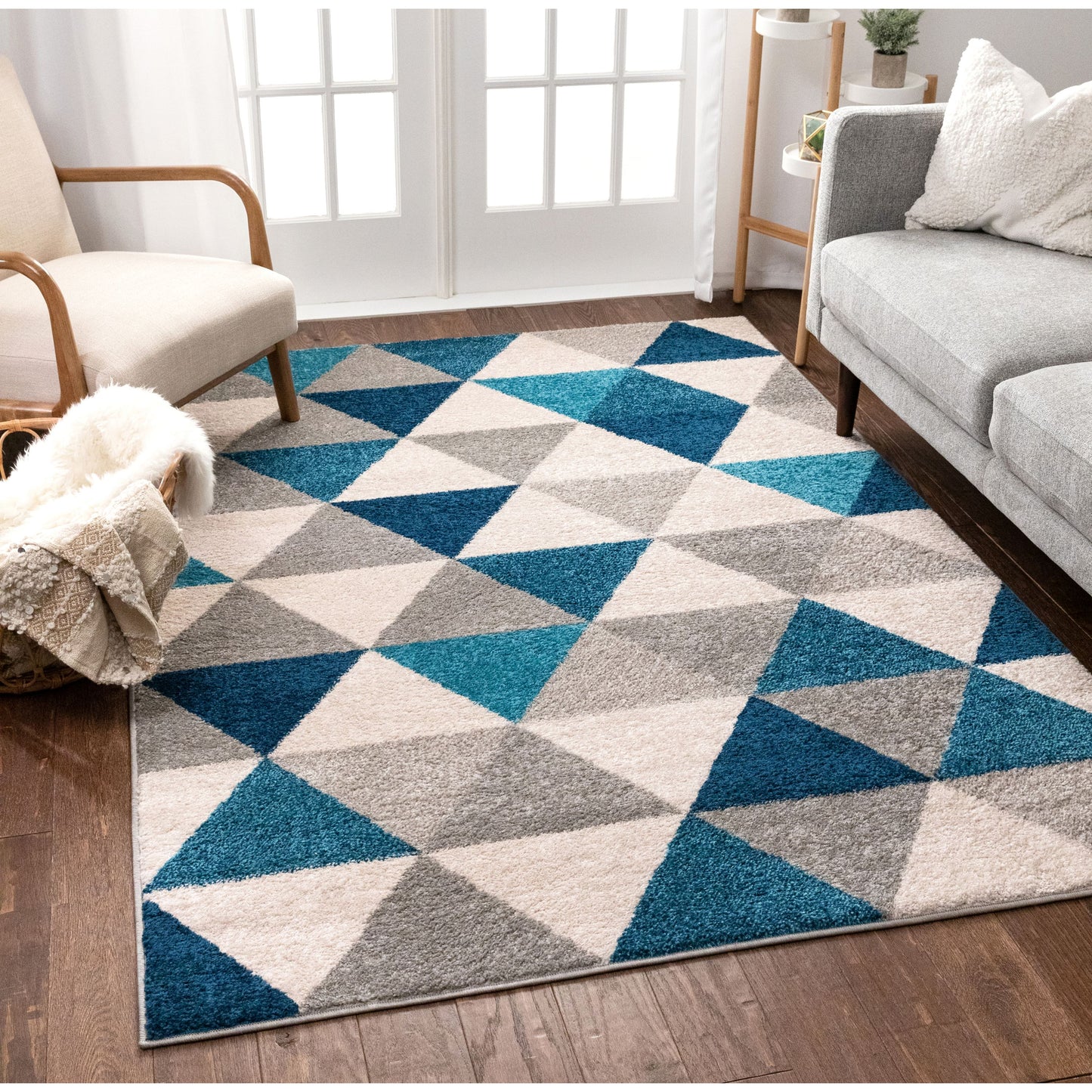 Alvin Blue Modern Geometric Rug MC-66