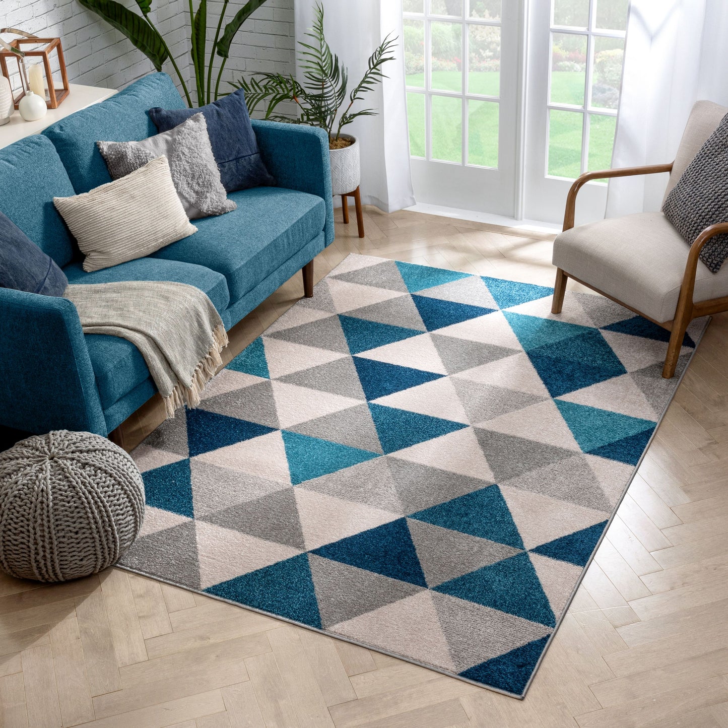 Alvin Blue Modern Geometric Rug MC-66