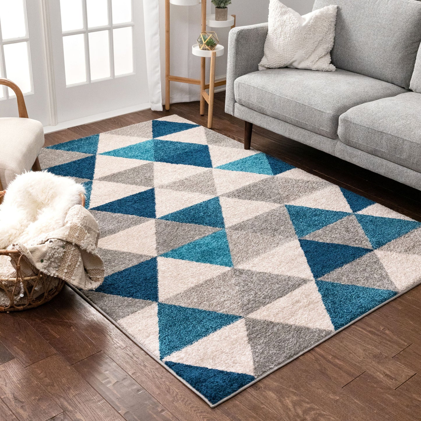 Alvin Blue Modern Geometric Rug MC-66