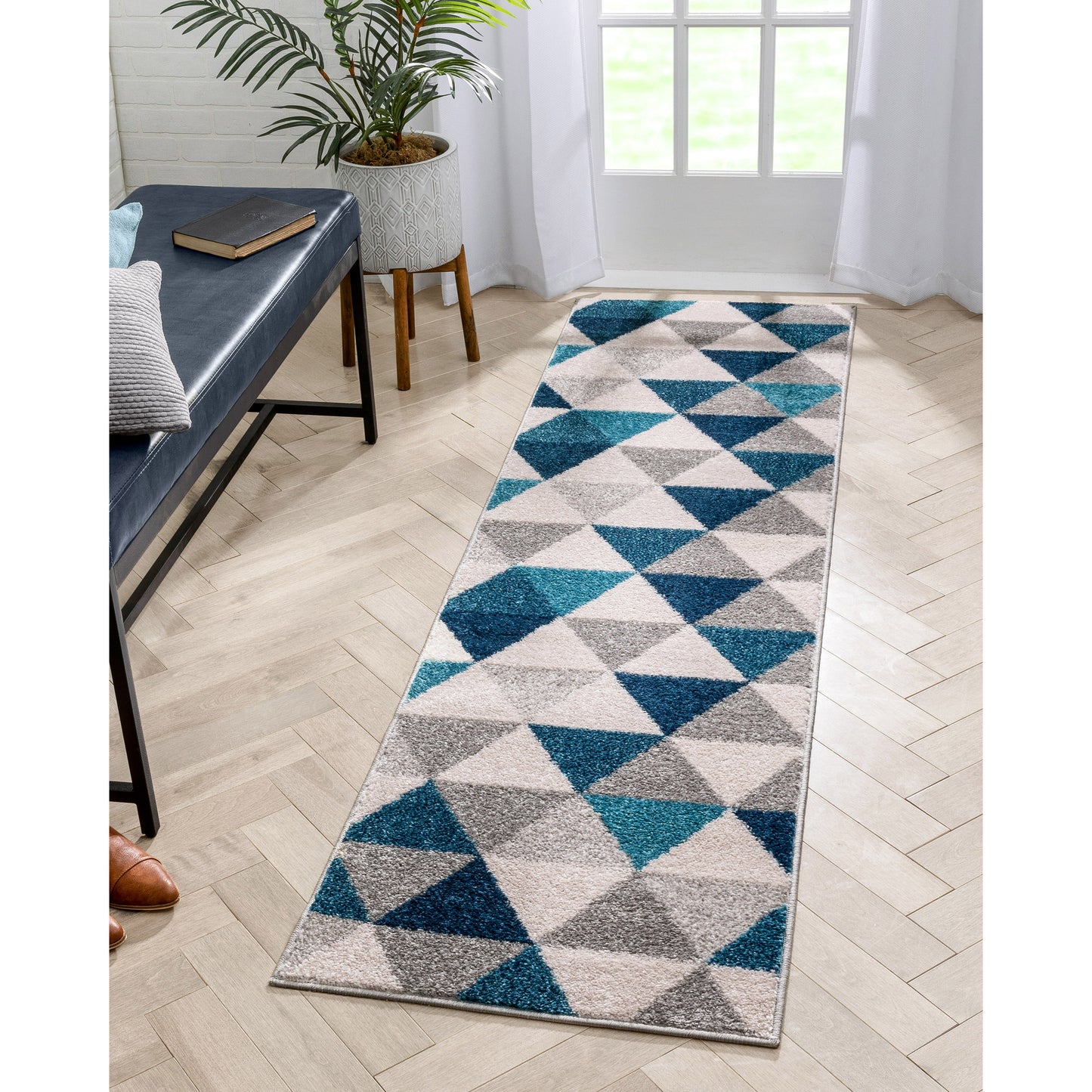Alvin Blue Modern Geometric Rug MC-66
