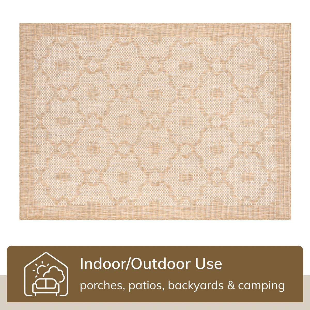 Sol Nordic Lattice Trellis Indoor Outdoor Beige Flatweave Rug MED-102