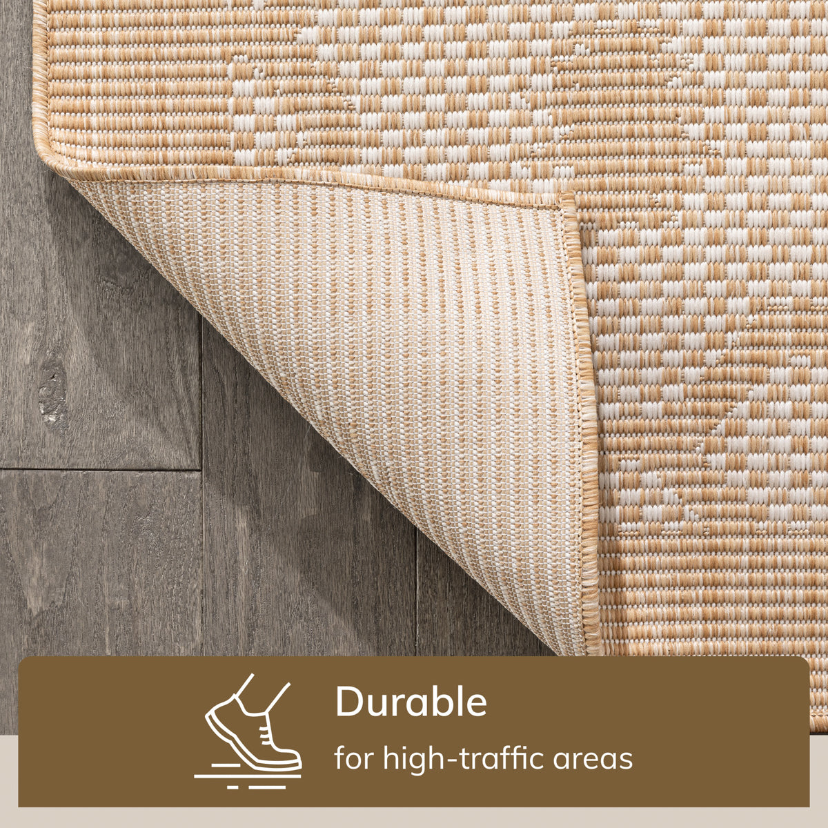 Sol Nordic Lattice Trellis Indoor Outdoor Beige Flatweave Rug MED-102