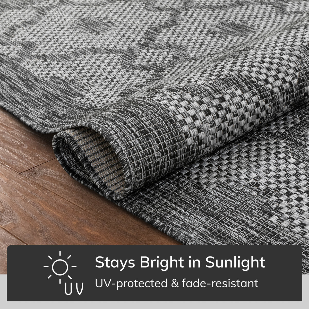 Sol Lattice Trellis Indoor Outdoor Grey Flatweave Rug MED-107