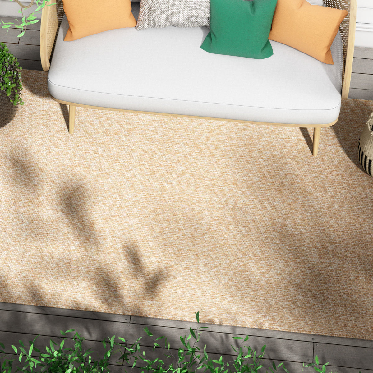 Leif Nordic Geometric Pattern Indoor Outdoor Natural Flatweave Rug MED-141