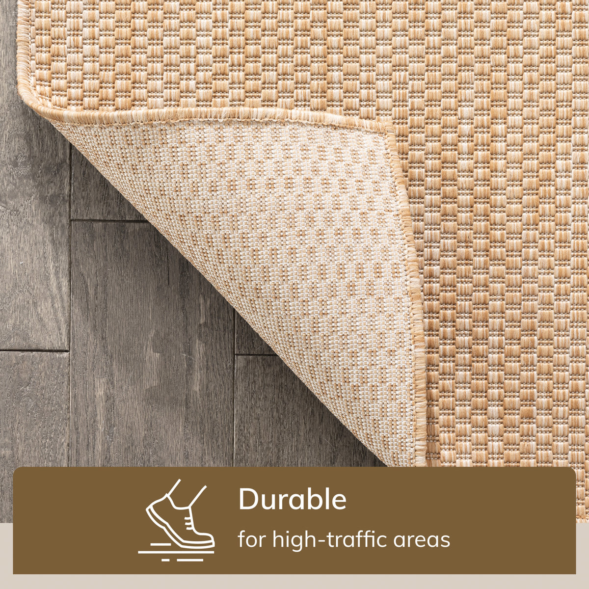 Leif Nordic Geometric Pattern Indoor Outdoor Natural Flatweave Rug MED-141