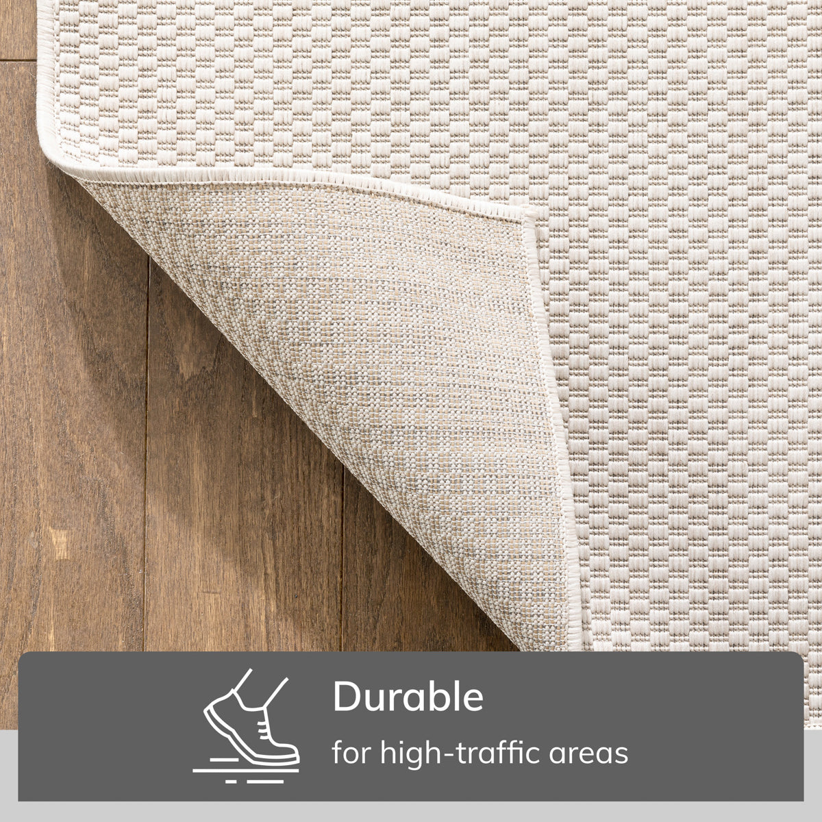 Leif Nordic Geometric Pattern Indoor Outdoor Ivory Flatweave Rug MED-142