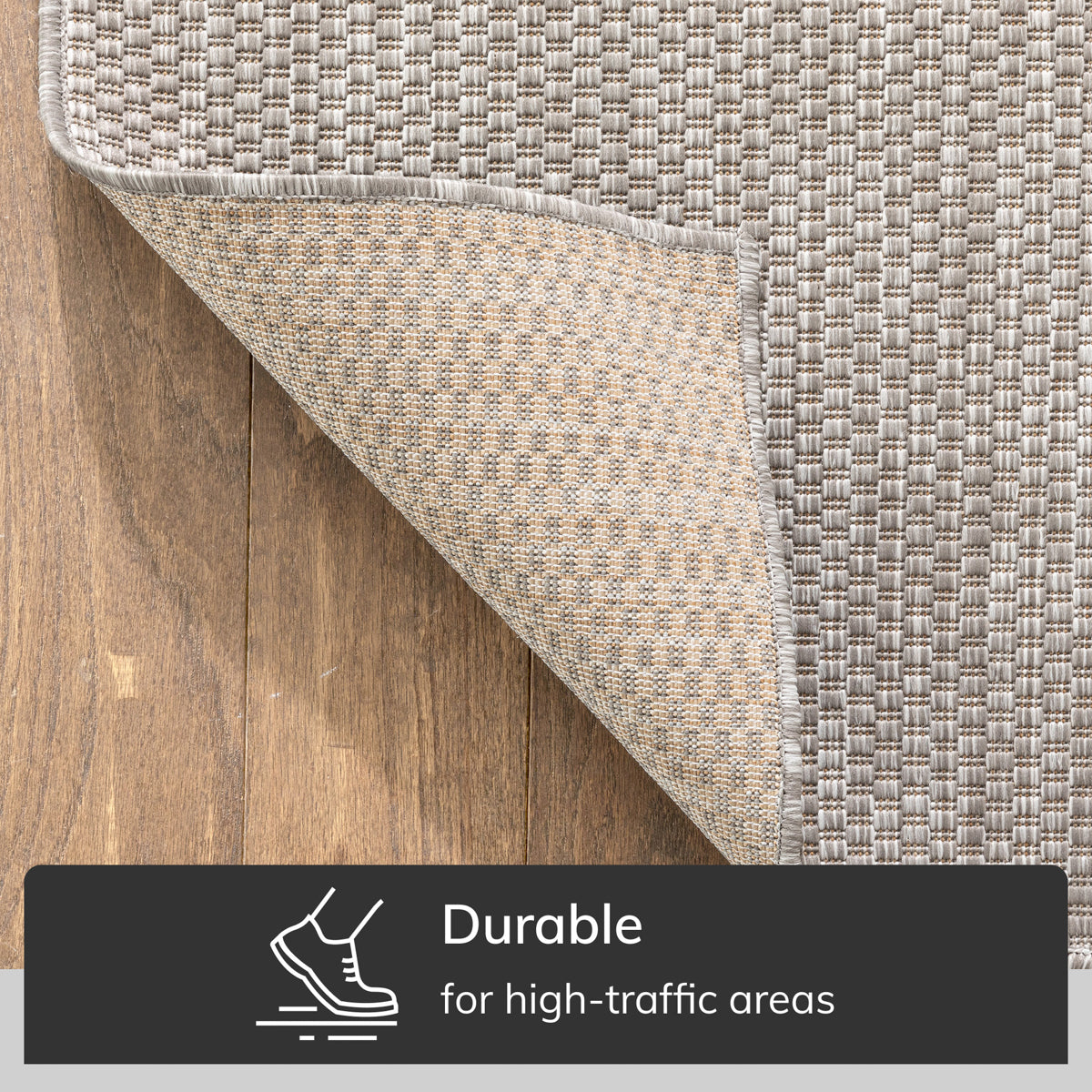 Leif Nordic Geometric Pattern Indoor Outdoor Grey Flatweave Rug MED-147