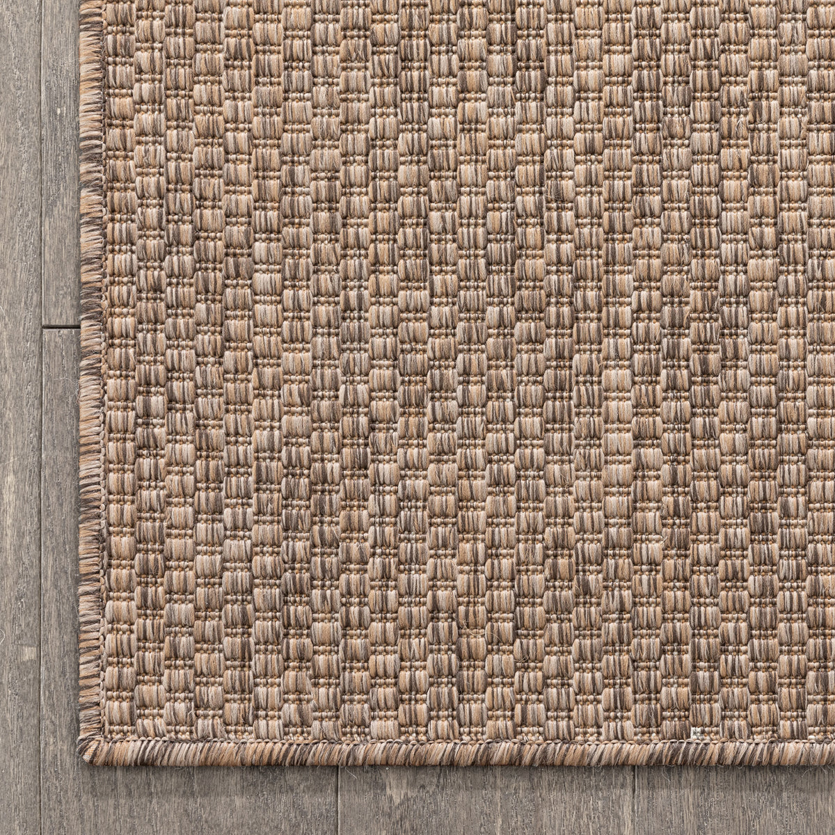 Leif Nordic Geometric Pattern Indoor Outdoor Taupe Flatweave Rug MED-148