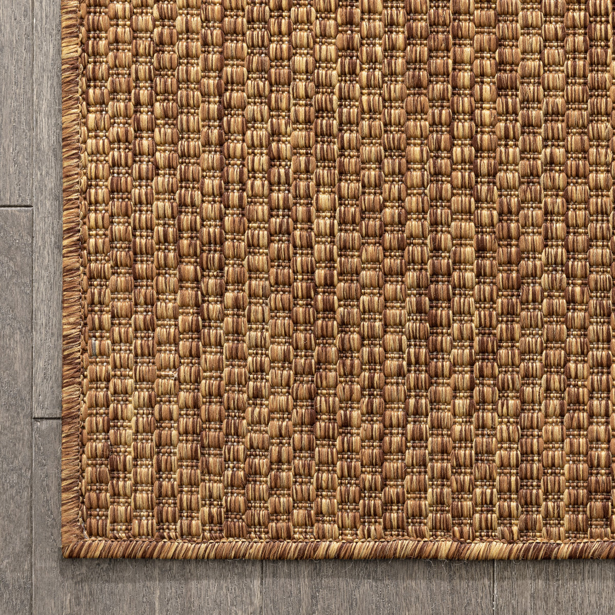 Leif Nordic Geometric Pattern Indoor Outdoor Coffee Flatweave Rug MED-149