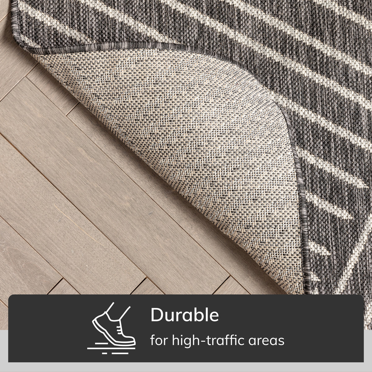 Linden Modern Striped Black Indoor/Outdoor Rug MED-163