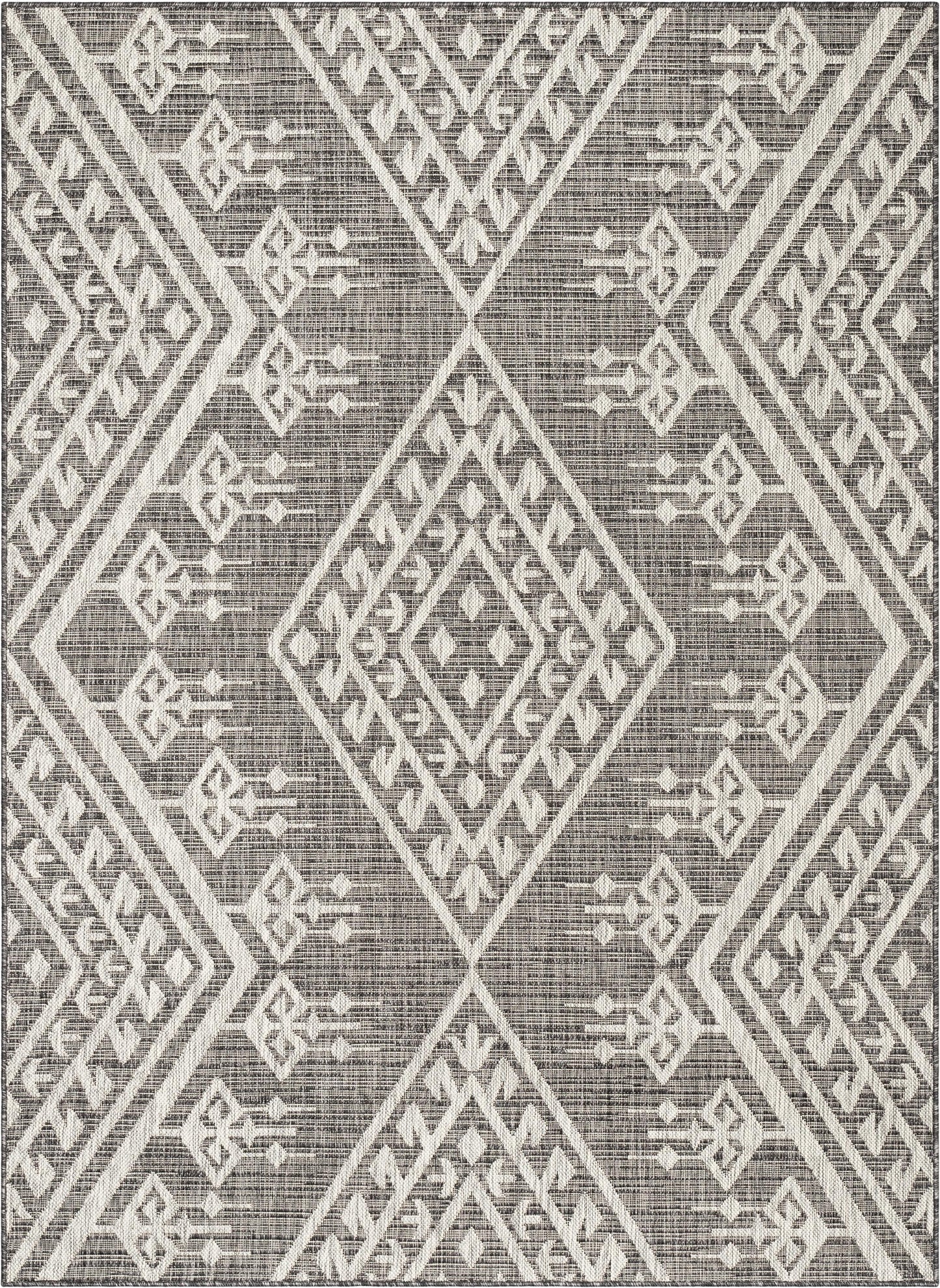 Cascade Tribal Diamond Black Indoor/Outdoor Rug MED-193