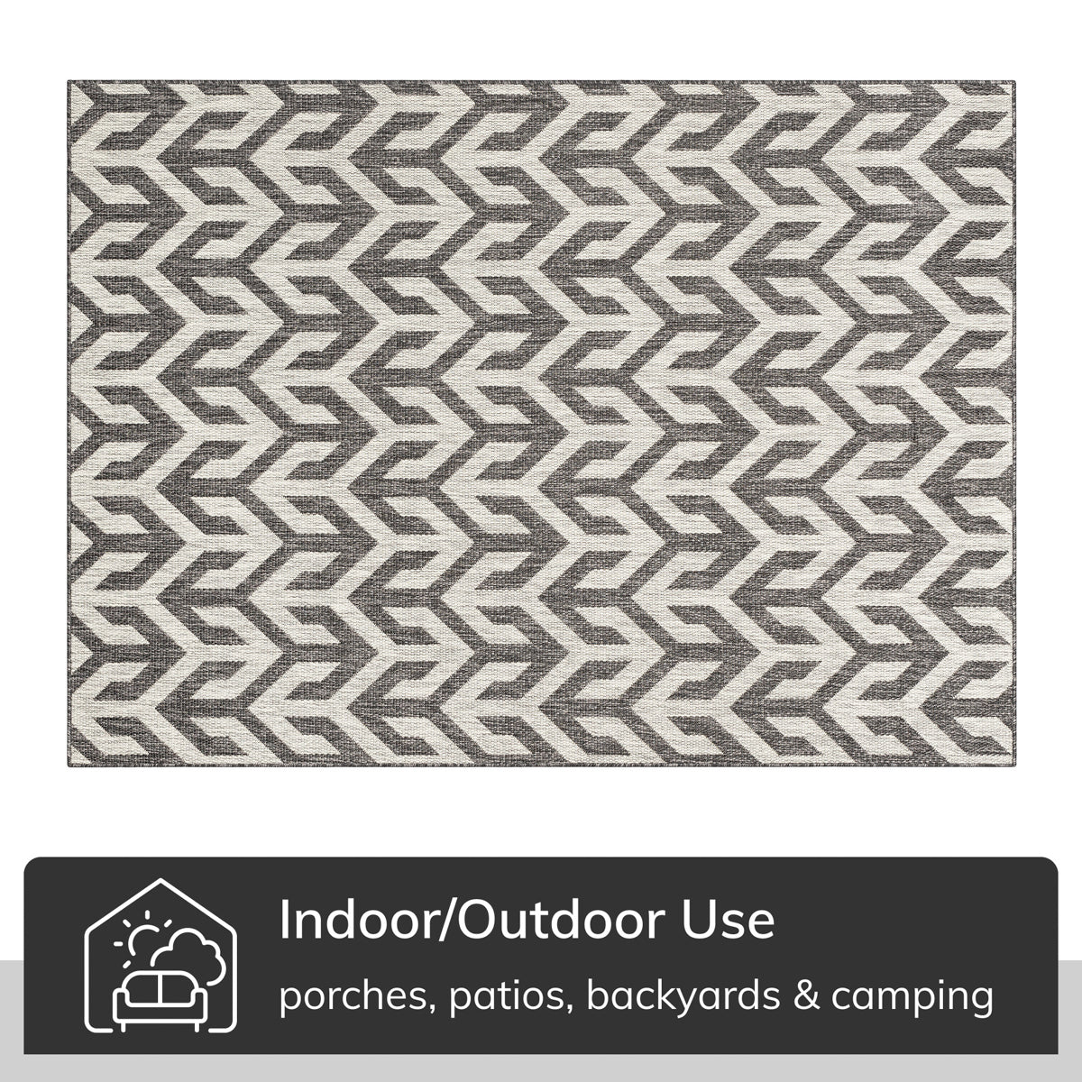 Atlantis Modern Geometric Black Indoor/Outdoor Rug MED-213