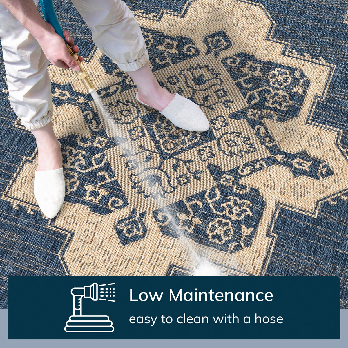 Bloome Medallion Indoor Outdoor Blue Flatweave Rug MED-24