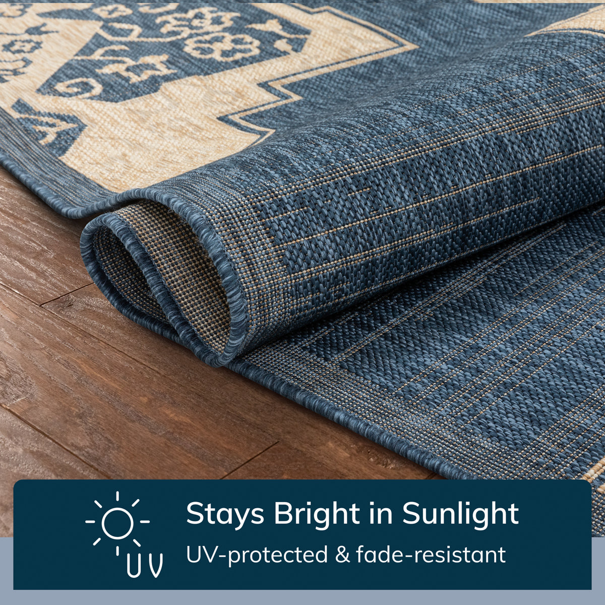 Bloome Medallion Indoor Outdoor Blue Flatweave Rug MED-24
