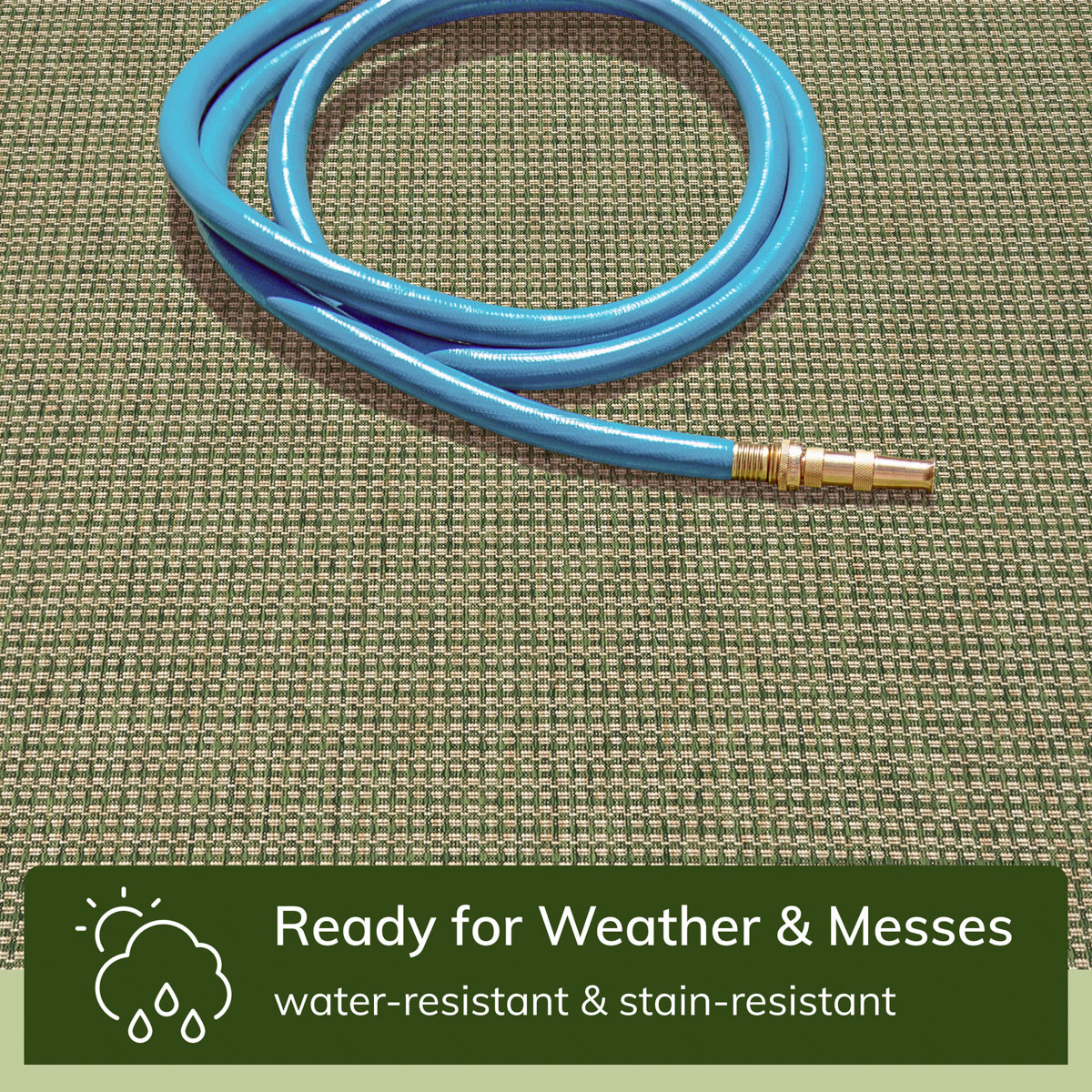 Odin Solid & Striped Border Indoor Outdoor Green Flatweave Rug MED-35