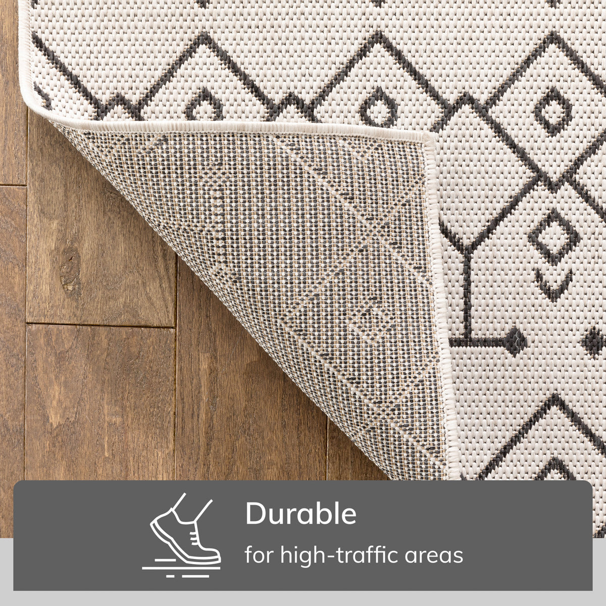 Nord Moroccan Tribal Indoor Outdoor Ivory Flatweave Rug MED-52