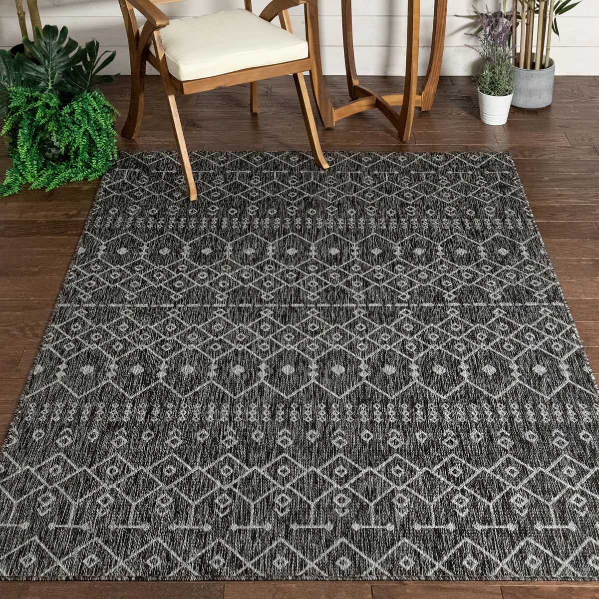 Nord Moroccan Tribal Indoor Outdoor Grey Flatweave Rug MED-57