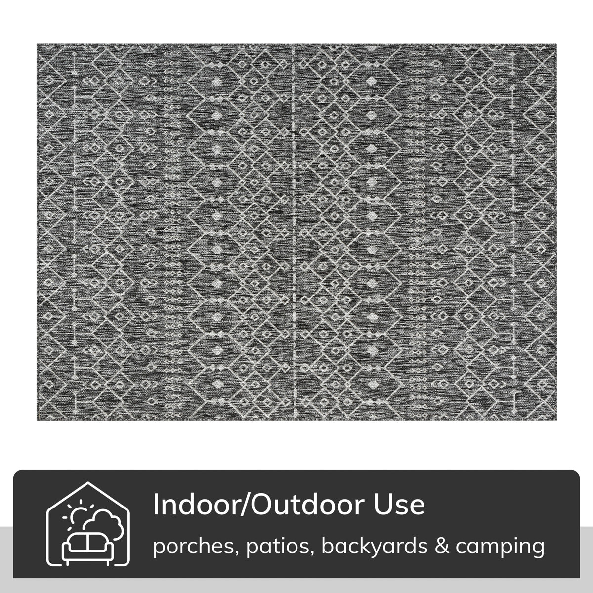 Nord Moroccan Tribal Indoor Outdoor Grey Flatweave Rug MED-57