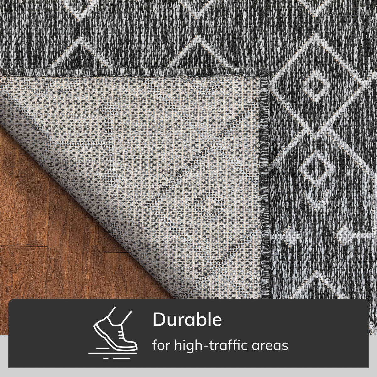 Nord Moroccan Tribal Indoor Outdoor Grey Flatweave Rug MED-57