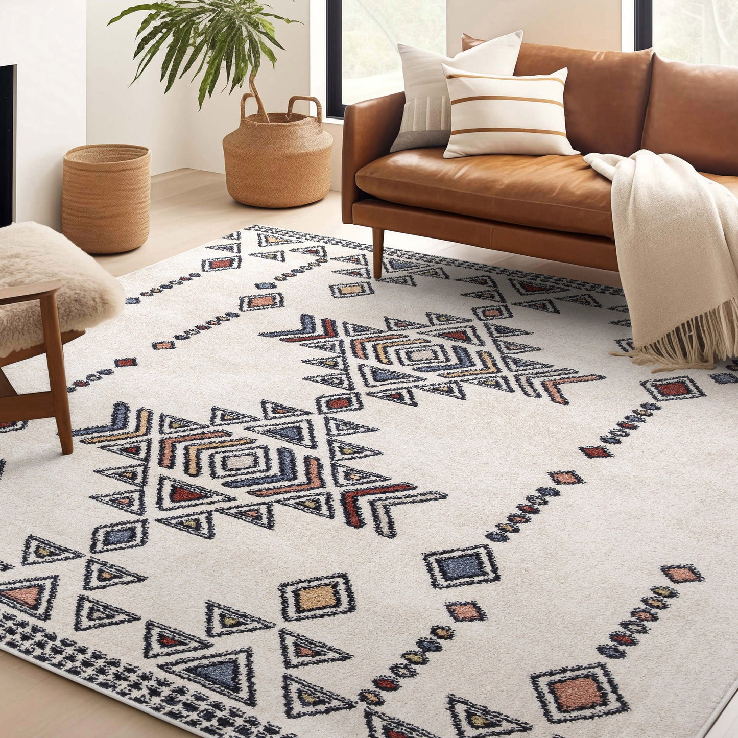 Huron Bohemian Vintage Tribal Beige Rug MG-152