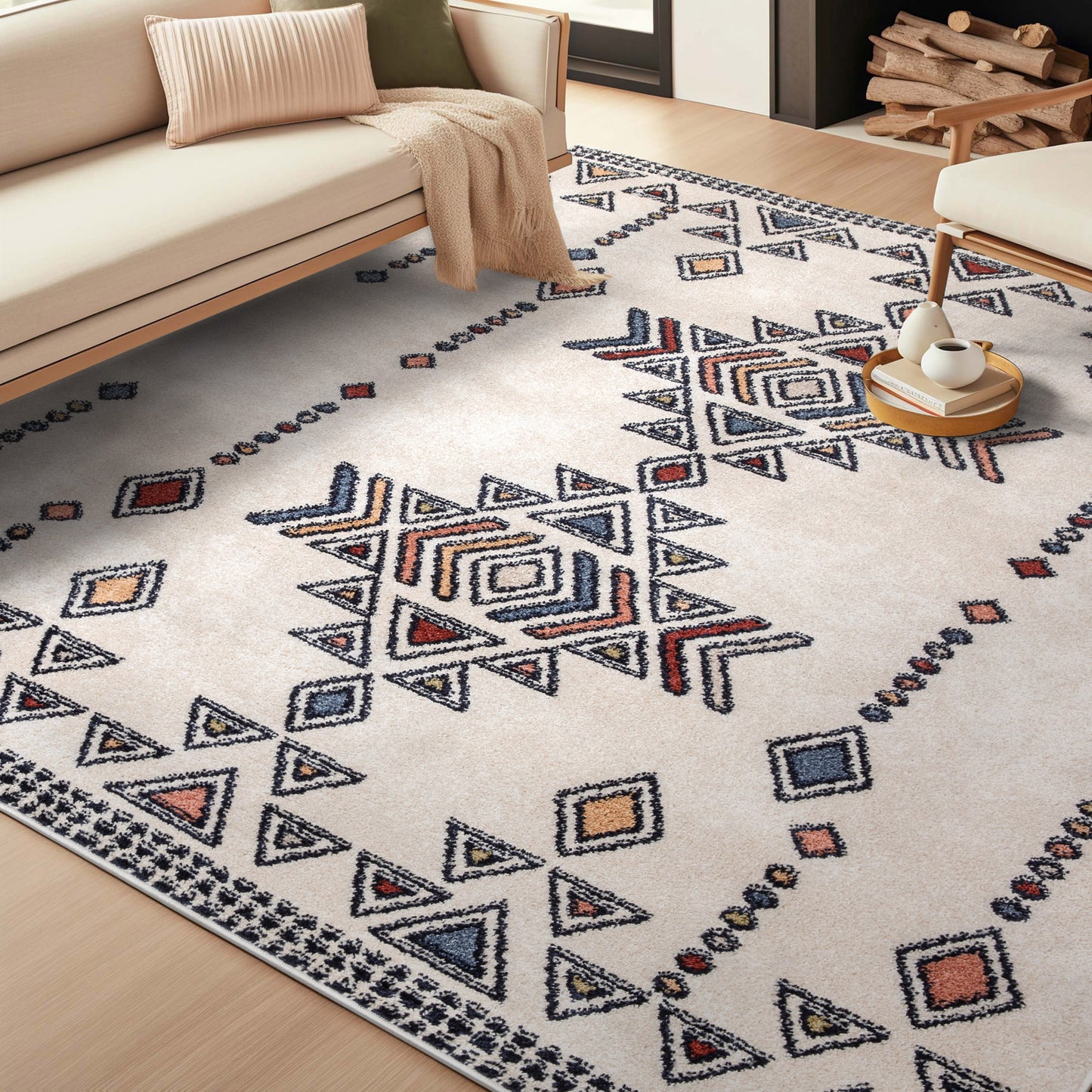 Huron Bohemian Vintage Tribal Beige Rug MG-152
