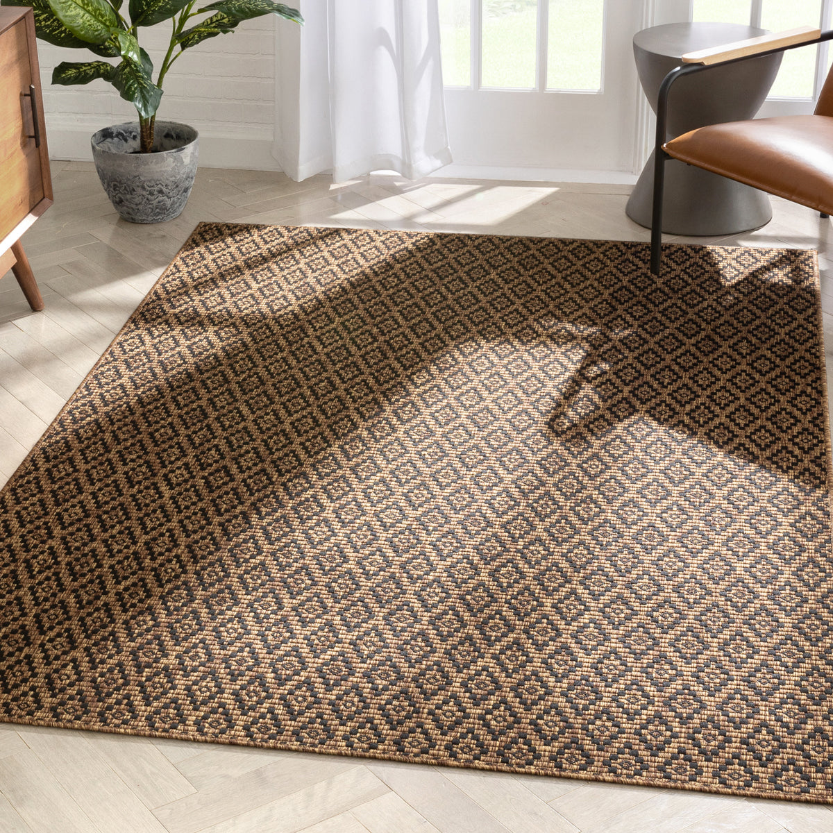 Sienna Moroccan Trellis Pattern Natural Indoor Outdoor Jute Rug MIL-102