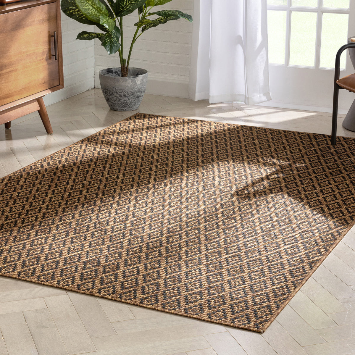Sienna Moroccan Trellis Pattern Natural Indoor Outdoor Jute Rug MIL-102