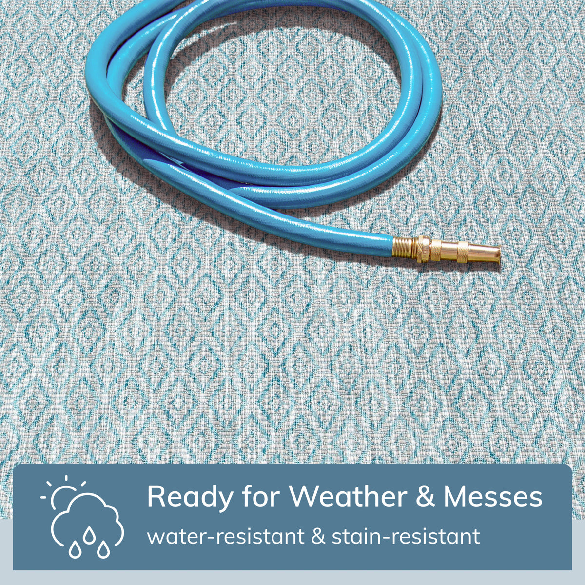 Sienna Modern Solid Pattern Blue Flat-Weave Indoor/Outdoor Rug MIL-104