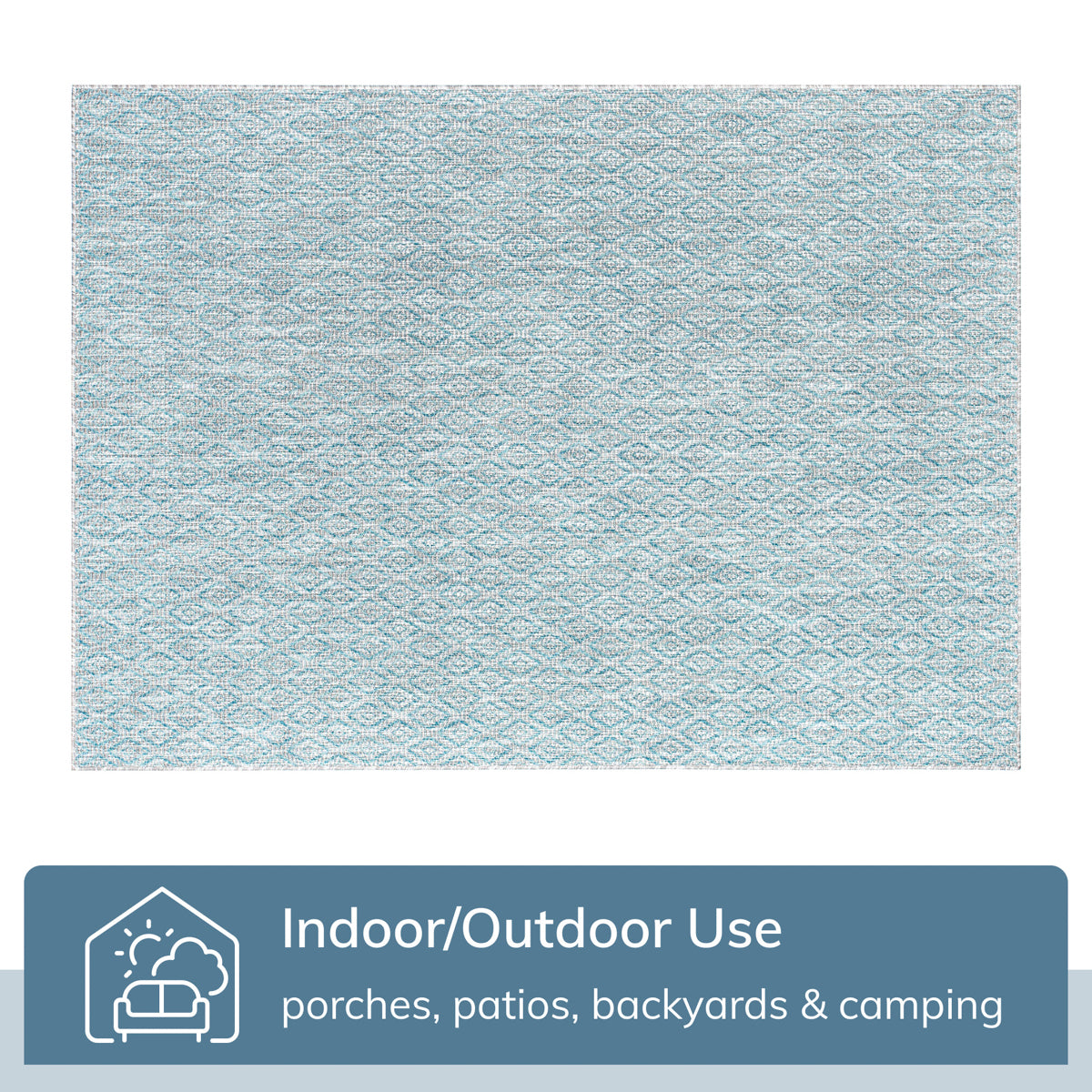 Sienna Modern Solid Pattern Blue Flat-Weave Indoor/Outdoor Rug MIL-104