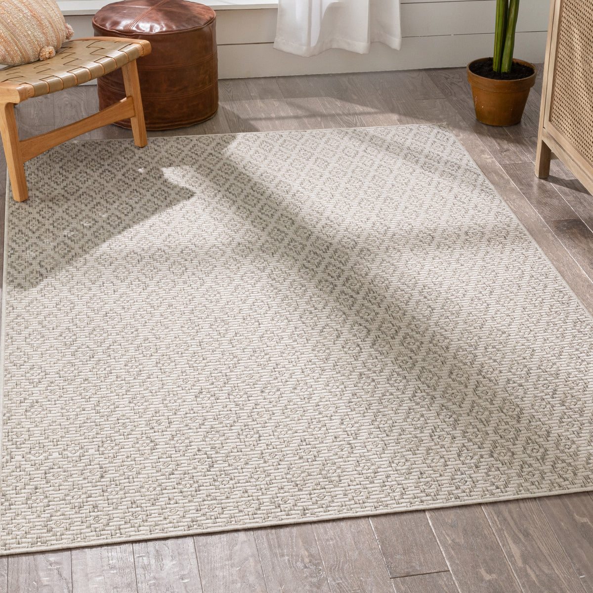 Sienna Moroccan Trellis Pattern Grey Indoor Outdoor Jute Rug MIL-107