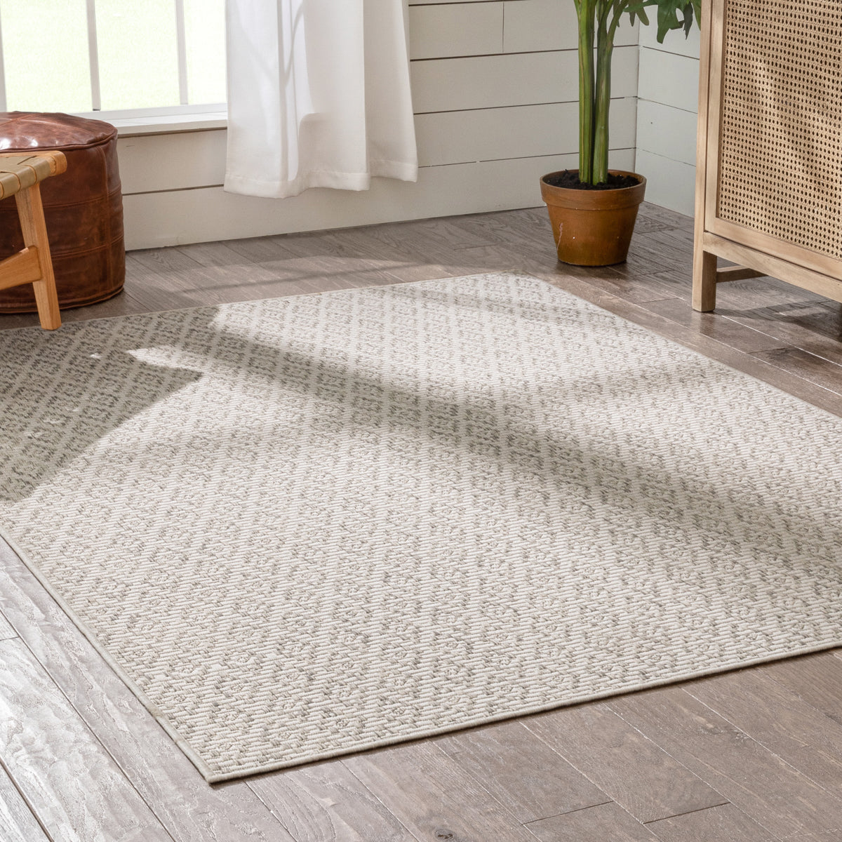 Sienna Moroccan Trellis Pattern Grey Indoor Outdoor Jute Rug MIL-107